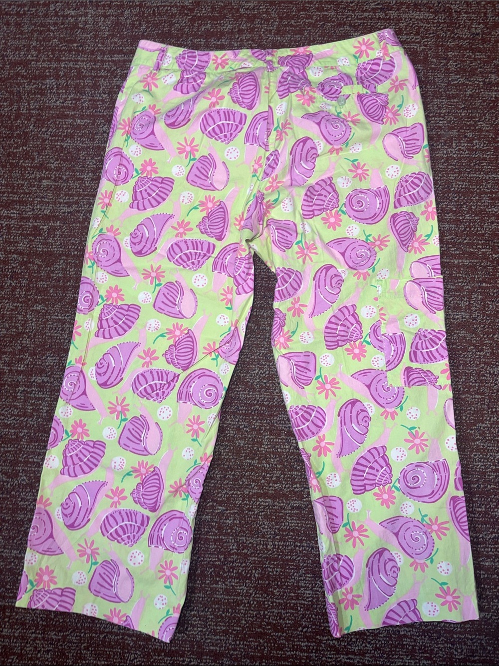 Vintage Y2K Lily Pulitzer snail pant pastel printed cropped cotton capri summer - Picture 3 of 11